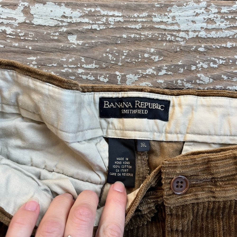 Banana Republic Pants 36 Long Brown Corduroy Pants Flap pockets Y2K - Picture 3 of 5